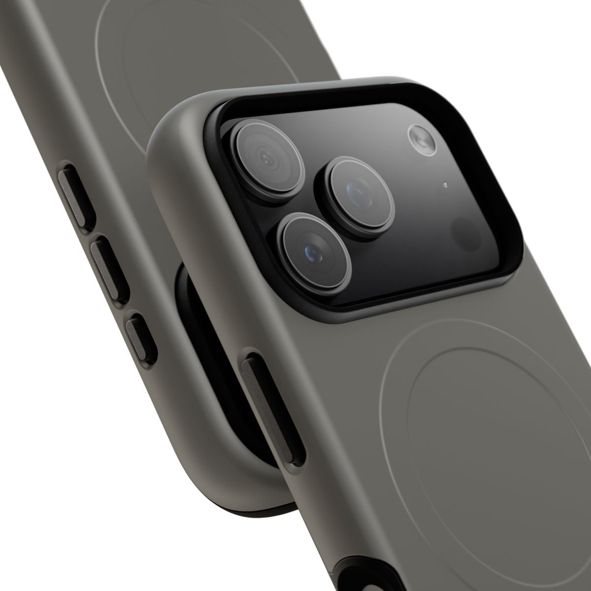 iPhone MagSafe Case - Stone Grey — POD detail: Matte close-up, iPhone 17 Pro