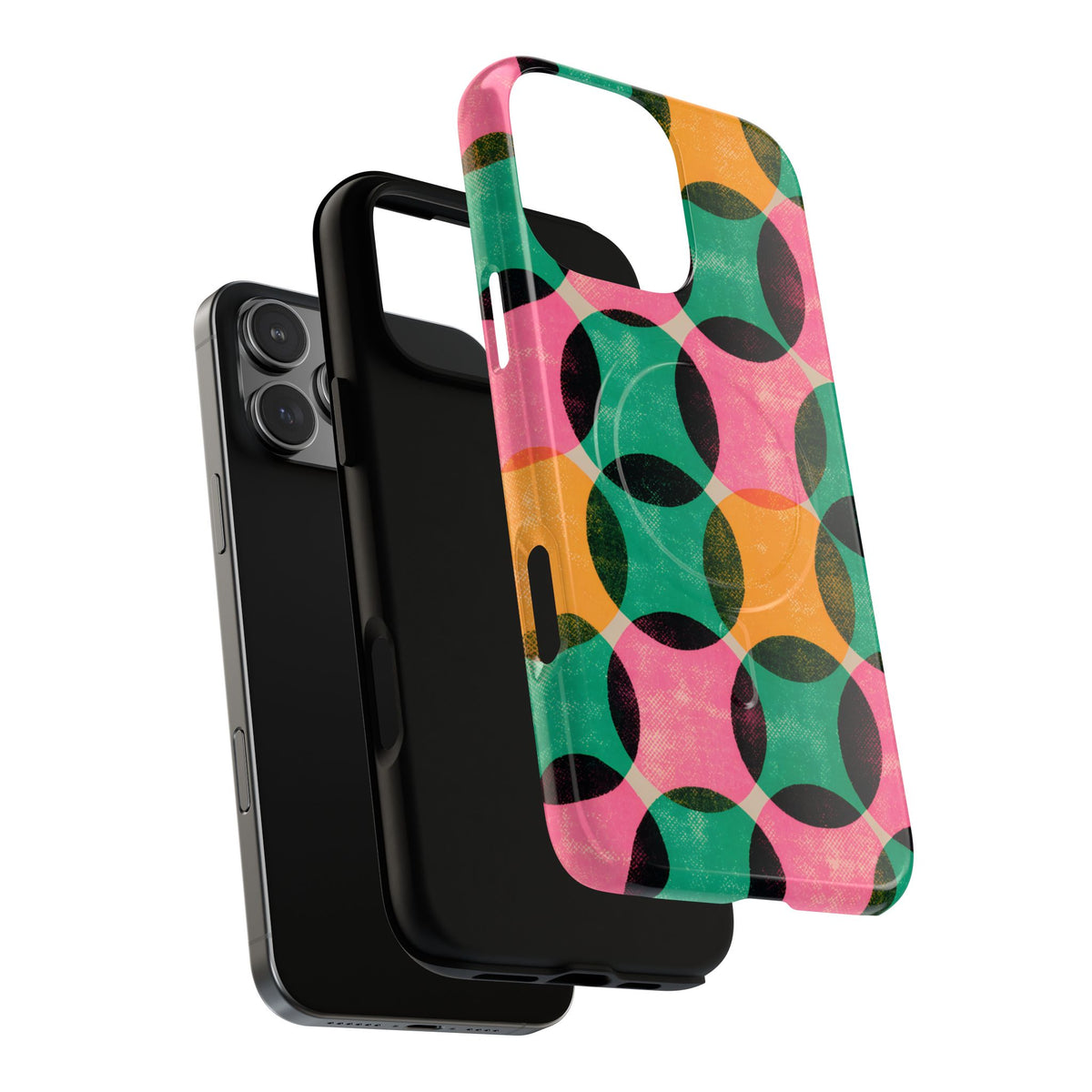 iPhone MagSafe Case - Overprint Bloom — POD detail: Glossy exploded, iPhone 16 Pro Max
