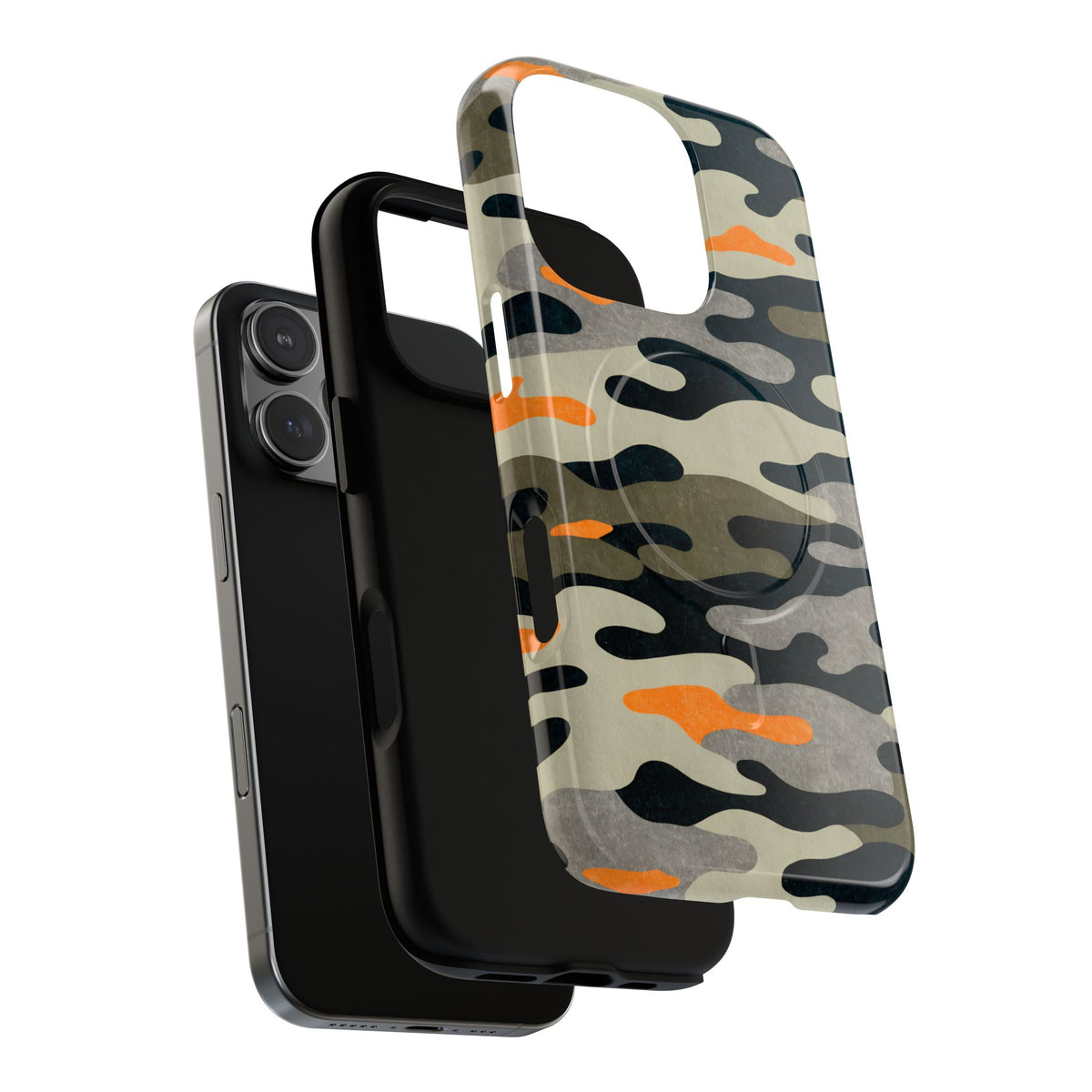 iPhone MagSafe Case - Trailhead Camo — POD detail: Glossy exploded, iPhone 16 Pro