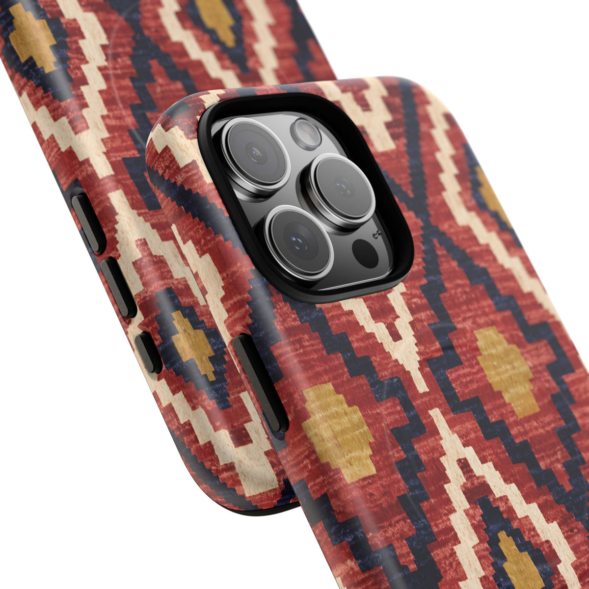 iPhone MagSafe Case - Kelim Steps — POD detail: Matte close-up, iPhone 16 Pro Max