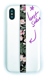 phone strap grip holder flowers floral pink green pattern