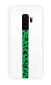 phone strap grip holder cannabis weed marijuana green