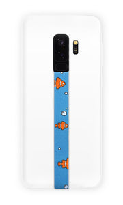 phone strap grip holder clownfish orange blue sea