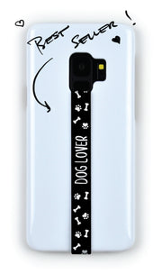 phone strap grip holder dog doggo canine bone paw black white