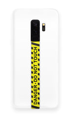 phone strap grip holder danger warning yellow black stripe
