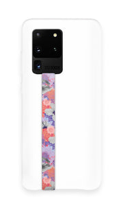 phone strap grip holder flowers floral pattern purple pink white