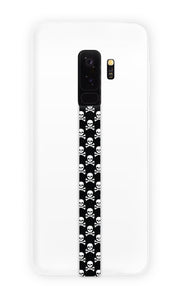 phone strap grip holder pirate skull crossbones black white