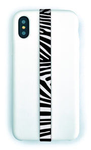 phone strap grip holder zebra stripes black white